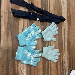 Girls Gloves And Belt Set 