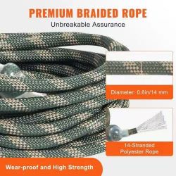 Tree Stand Safety Rope, 30 ft/91.44 m Treestand Lifeline Rope 30KN Breaking Tension, 0.6'' Hunting Safety Line with Prusik Knot, 2pcs Carabiner and Si