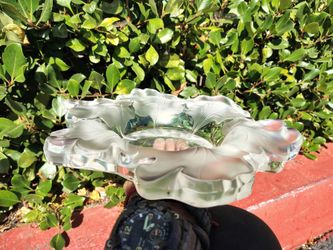 Genuine Lalique of France "Capucine Nasturtium" 12" Centerpiece  Bowl, Signed
