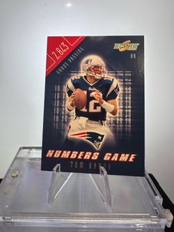 2002 Score Tom Brady NUMBERS GAME numbered 0381/2843 Super Bowl Champion year New England Patriots