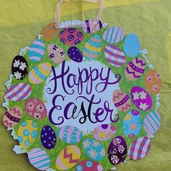 Cardboard Easter Wreath Sign