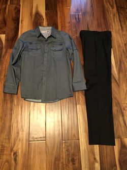  Pants Dark Grey And  Long Sleeve Shirts  Size Will Fit 14-16 Years Old Boy 