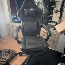 Leather Gaming Chair, W/ Leg Rest