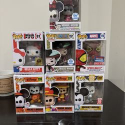 Funko Pop Exclusives  Small Collection, Disney, One Piece, Spider Man, Hello Kitty