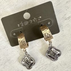 Chico’s Allison Mixed Charm Hoop Earrings 