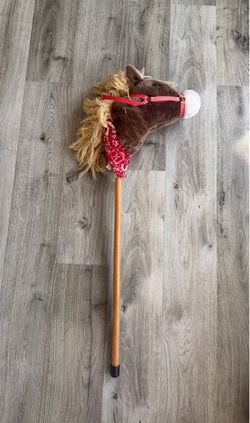 Vintage Animal Alley Toys R Us 34" Hobby Horse Stick Toy Brown Blonde Mane Red Bridle - Sound Works