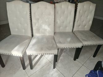 FREE - Set of 4 Tufted Dining Chairs with Nailhead Trim