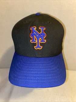 VINTAGE New York Mets Hat Fitted 7 1/4 Baseball Cap Black Dome Wool USA