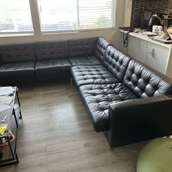 IKEA Morabo 5-Seat Corner Sectional Black Faux Leather Couch 