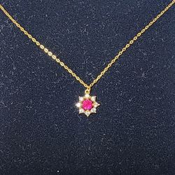 Ruby & White Sapphire Necklace 