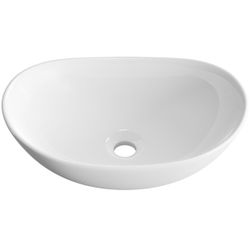 Oval Vessel Sink for Bathroom - OCEALAGOON 18″x12″ White Porcelain Ceramic