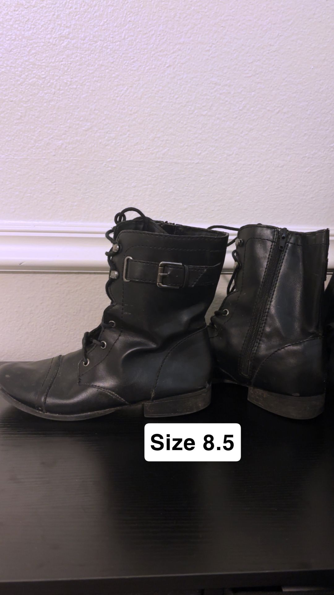 Black Combat Boots 8.5
