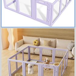 Lovetail Clear Acrylic Dog Playpen House Puppy fence 22 in 12 Panel Purple NEW INDOOR OUTDOOR Pets