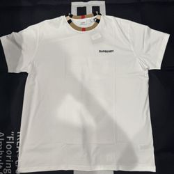 Burberry Icon Stripe Trim Cotton T-Shirt