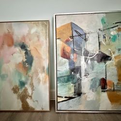 Two Large Abstract Canvas Artwork Wall Decor