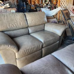 Lazy Taupe Leather Sofas