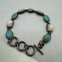 Vintage Sterling Silver And Turquoise Bracelet 