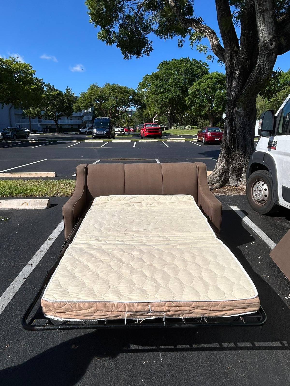SOFA BED/ SLEEPER/ FABRIC / BROWN/ DELIVERY NEGOTIABLE