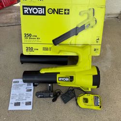 RYOBI ONE+ 18V 90 MPH 250 CFM Cordless Battery Leaf Blower/Sweeper with 2.0 Ah Battery and Charger