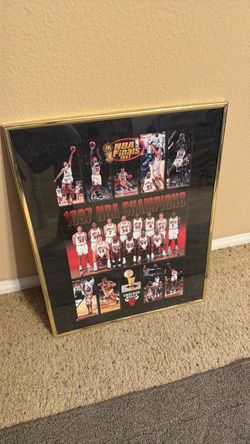 Vintage 1997 Chicago Bulls NBA Champions Framed Commemorative Poster