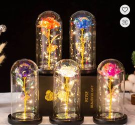 LED Galaxy Rose in Glass Dome