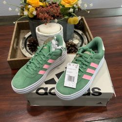 Adidas VL  COURT BOLD GREEN AND PINK SZ 7.5