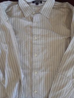 Apt 9. Dress Shirt (grey and white pinstriped) Size LG 16 32-33