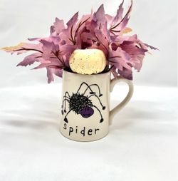 Spider leaf arrangement in ceramic mug-NEW-Halloween, fall, pumpkin, silk flower, floral