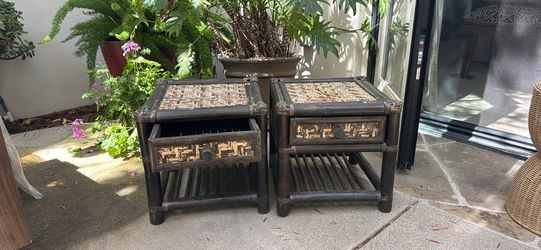 2 little wicker/bamboo side tables