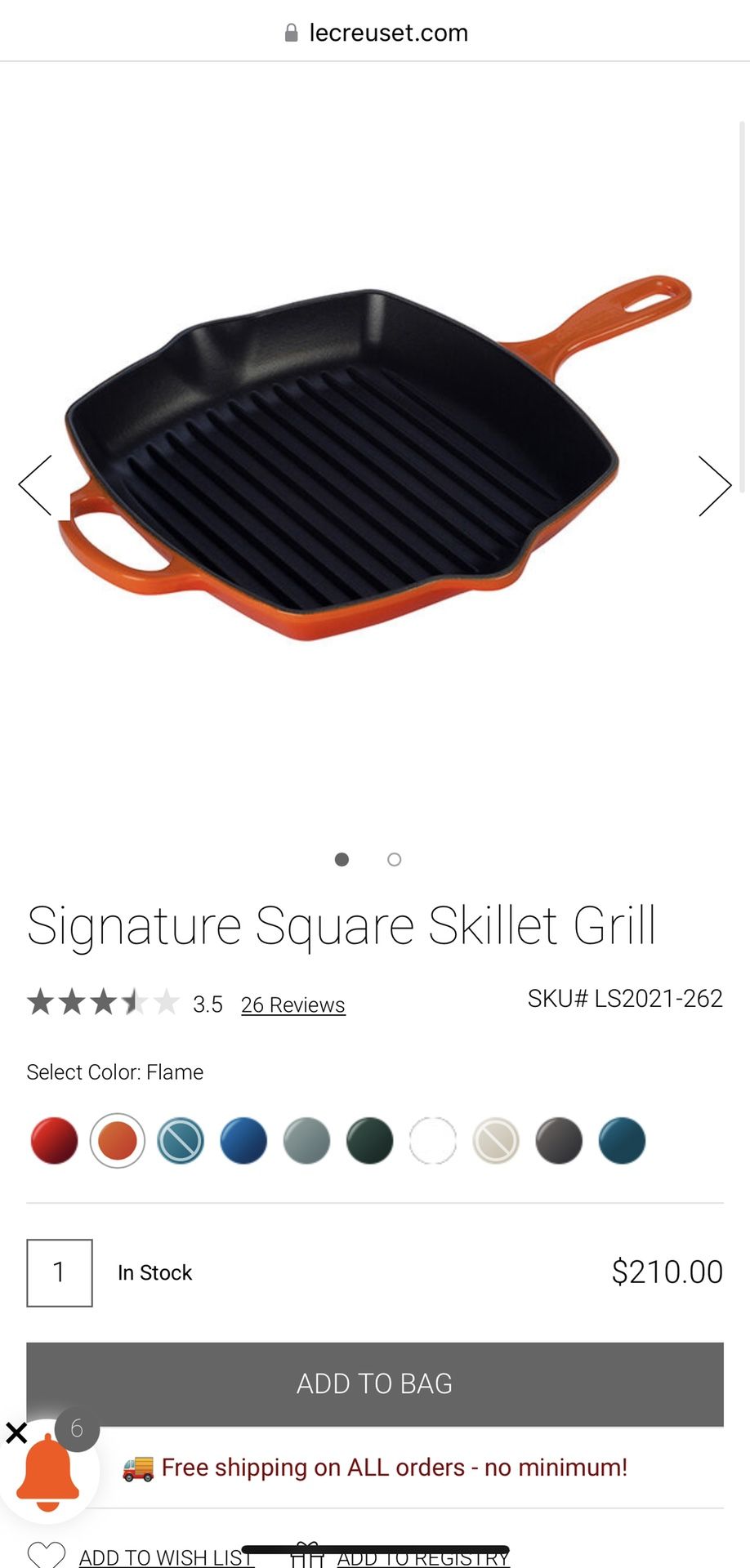 Le Creuset- Signature Square Skillet Grill