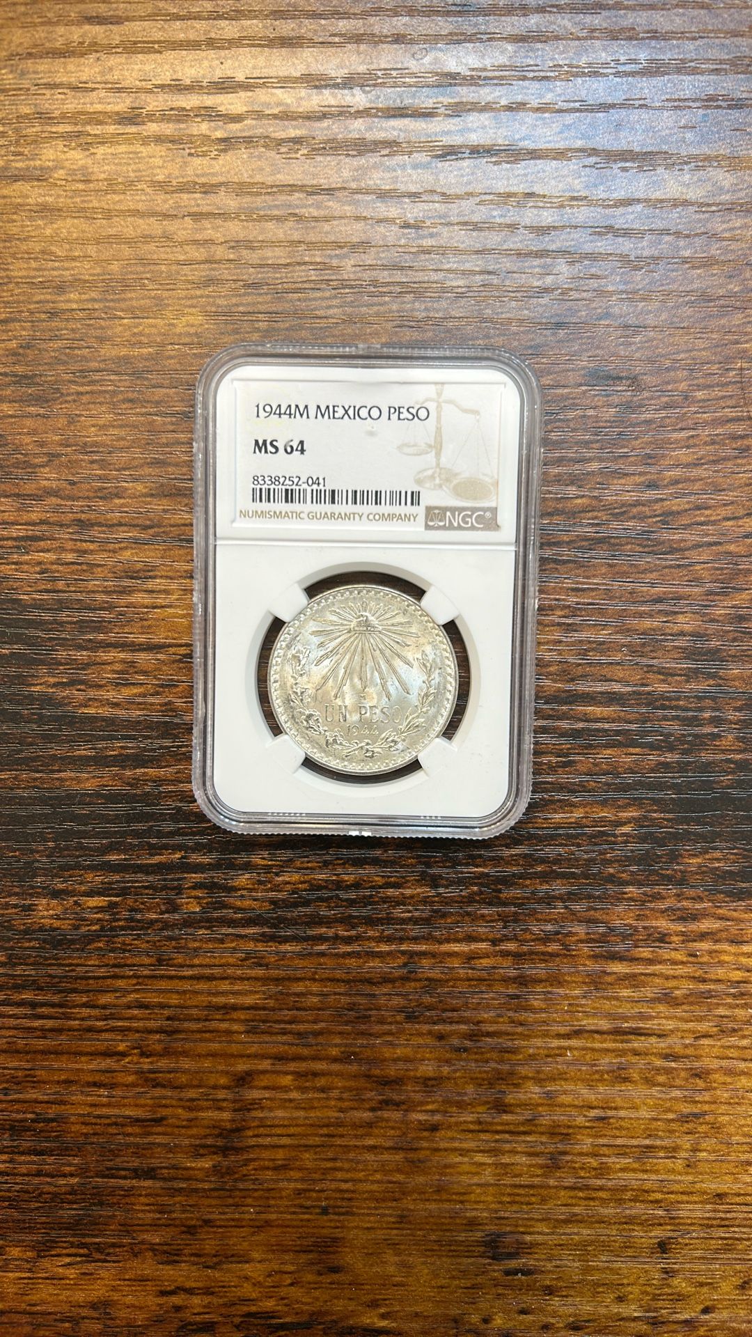 1944 MEXICO UN PESO! NGC MS- 64! 🔥🇲🇽