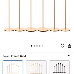 French Honey Gold Candle Holders,Set of 6 Tall Taper Candlestick fit for 3/4" Thick Pillar Candle&Led Modern Metal Candle Stands Decorative Table Cent