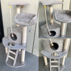New In Box 52 Inches Tall Adult Cat Tree Kitten Scratching Play Post Pet Light Gray Color Plush Bed Furniture 
