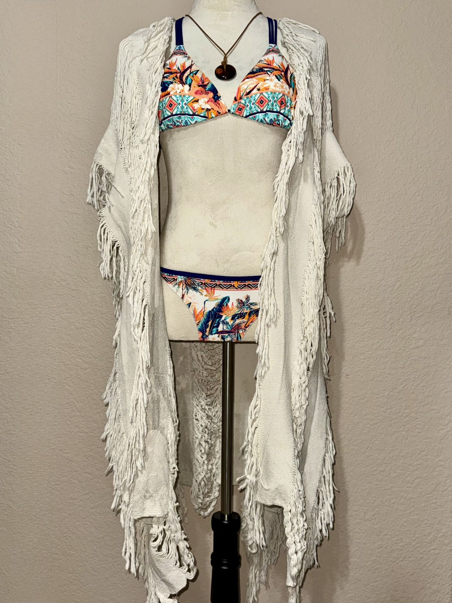 Bohemian Beach Tunic - Cardigan with Tassel Detail Cover Up Unisex One Size