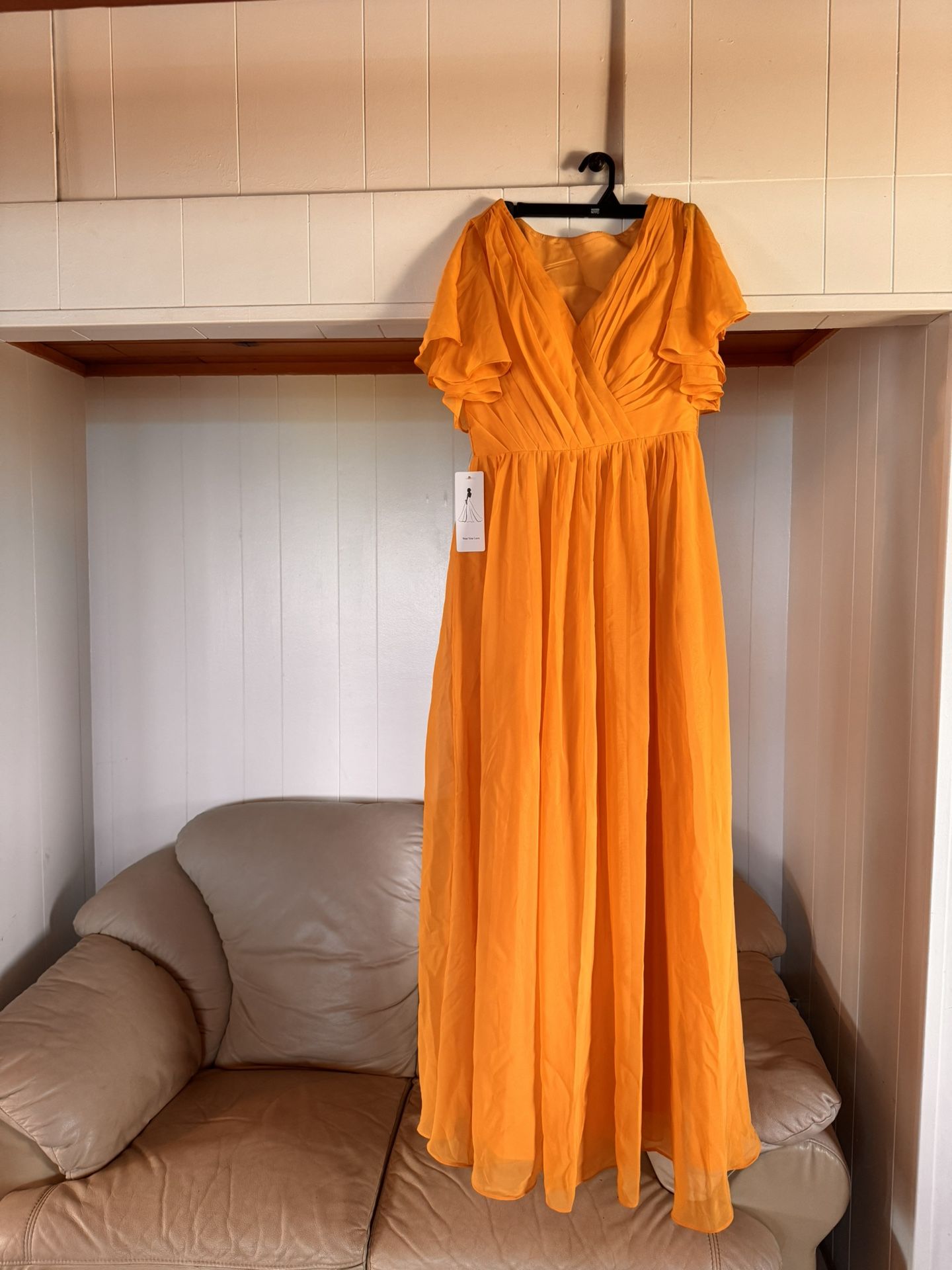 Golden Yellow Bridesmaid Dress Size Small With Sash
