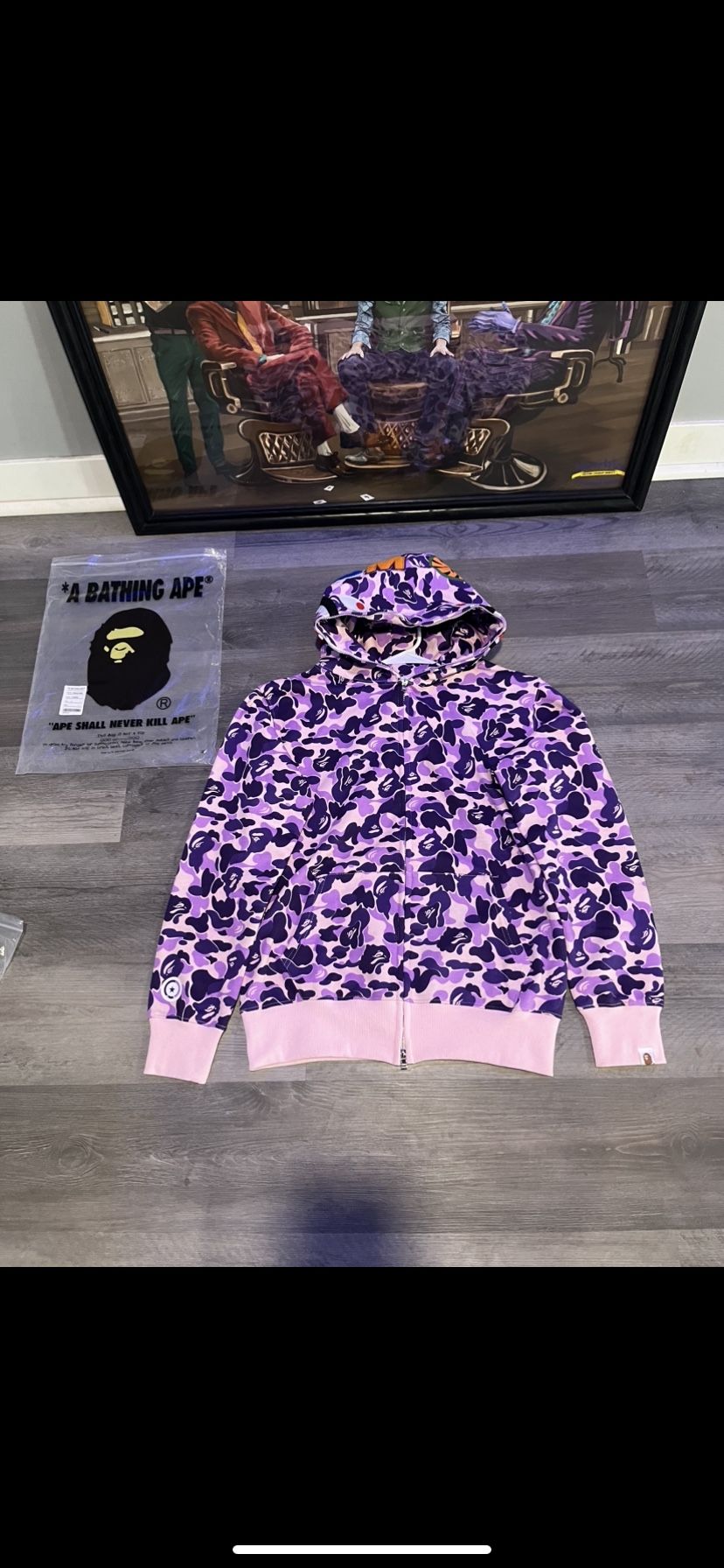 Purple/pink bape hoodie meduim