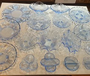 HUGE LOT! Massive Stunning Collection of Cambridge Caprice "Moonlight Blue" Depression Glass