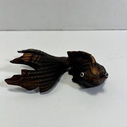 VTG Japanese Cryptomeria Mini Koi Fish Wood Figurine Mid Century Folk Art Japan