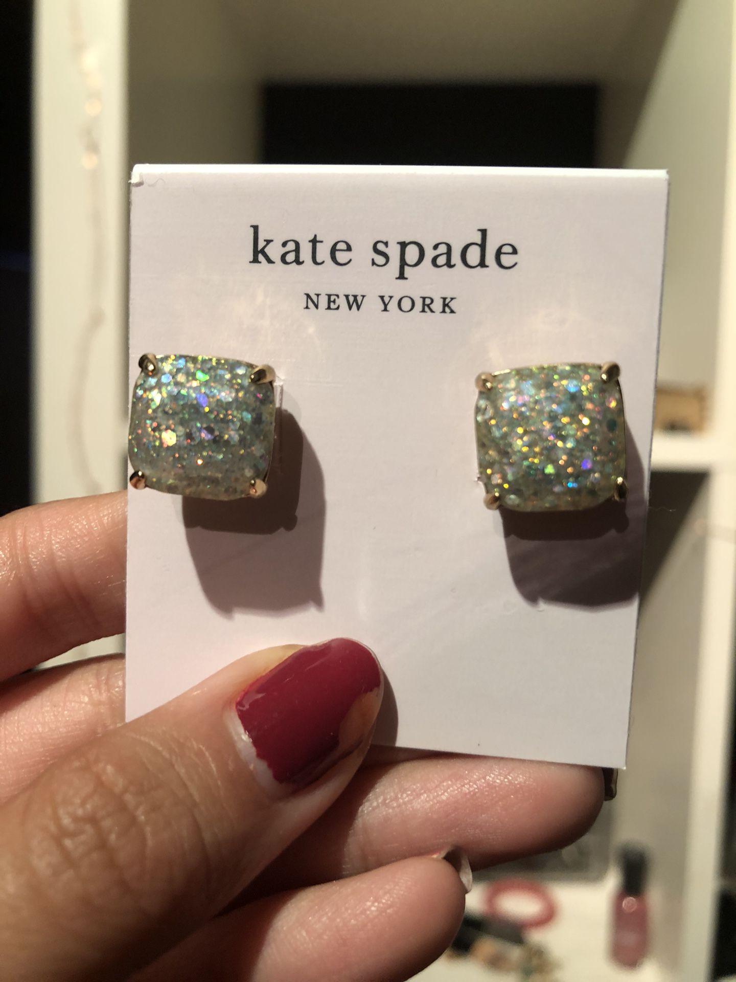 Kate Spade White Square Stud Earrings