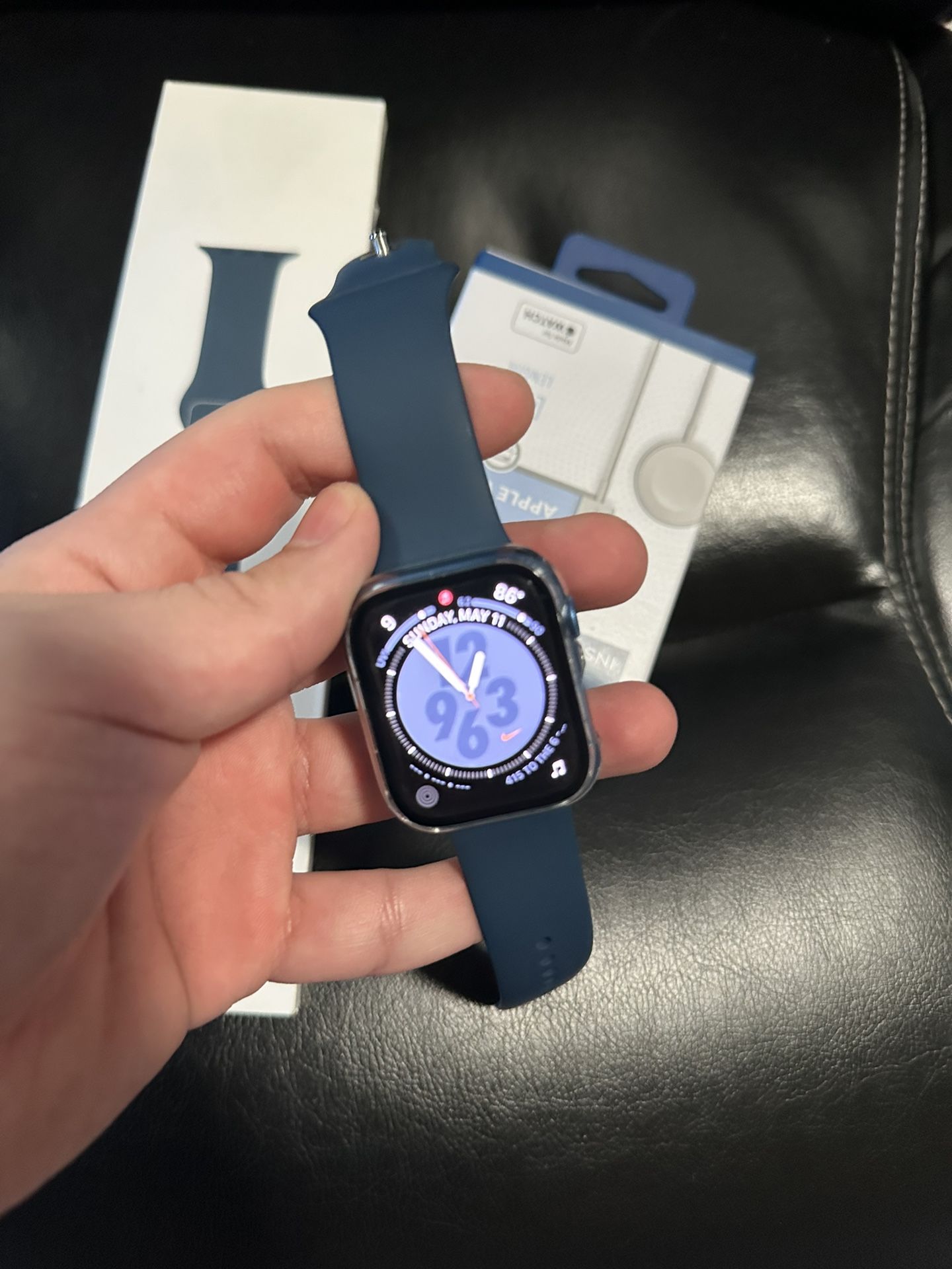 Apple Watch Series 7 (GPS) 45mm Aluminum Case with Abyss Blue Sport Band - Blue - (2021)