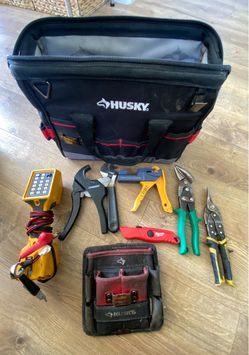 Husky Tool Bag with Mixed Tool Lot/ Fluke buttset included