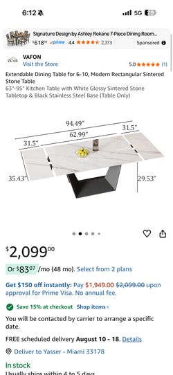 VAFON Extendable Sintered Stone Dining Table and chairs