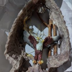 Indian Arrowhead Shaped Figurine With An Eagle And A Dreamcatcher In It