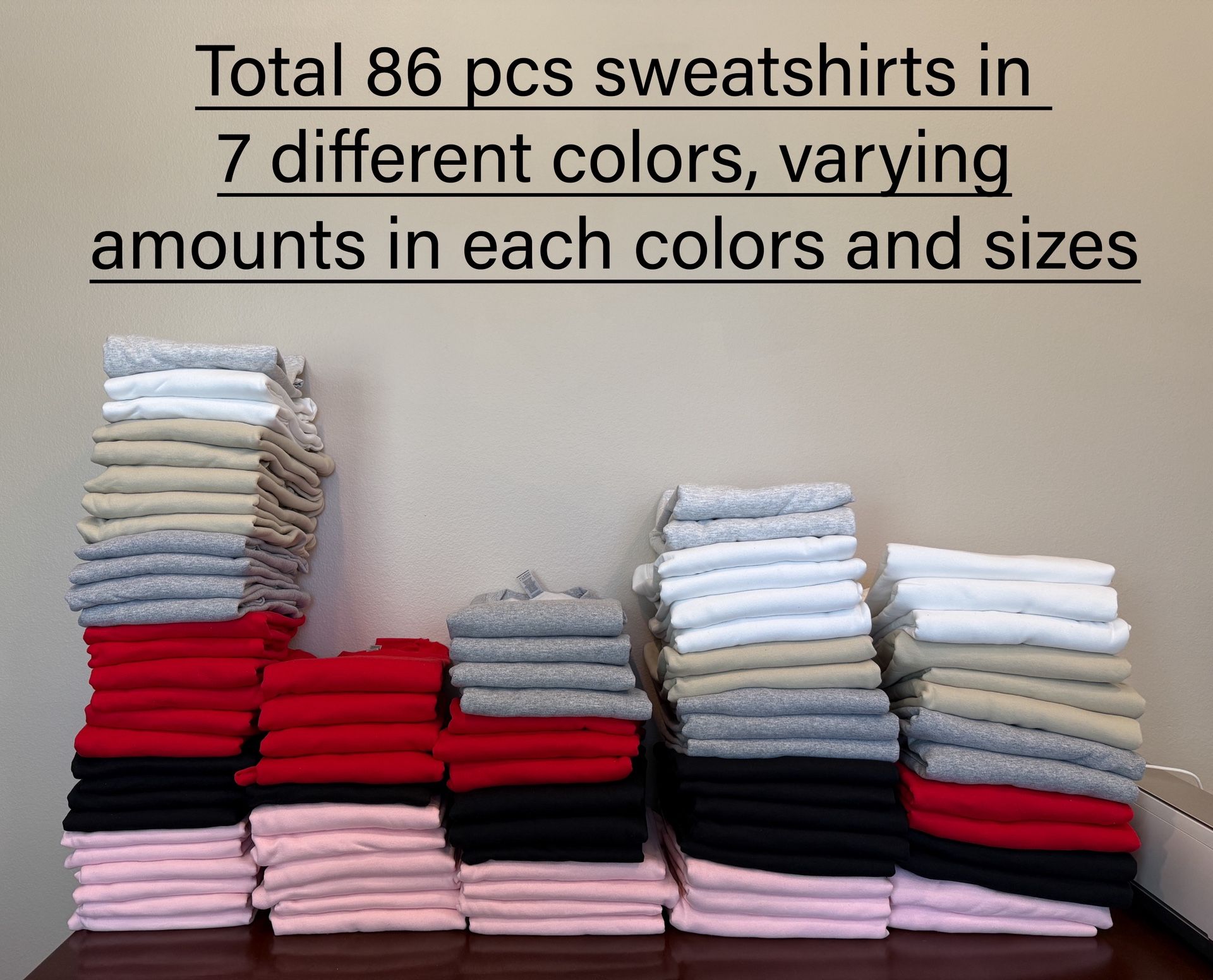86 pcs Gildan 18000 8oz Adult Sweatshirts + Free gifts. Must take all! Price is FIRM