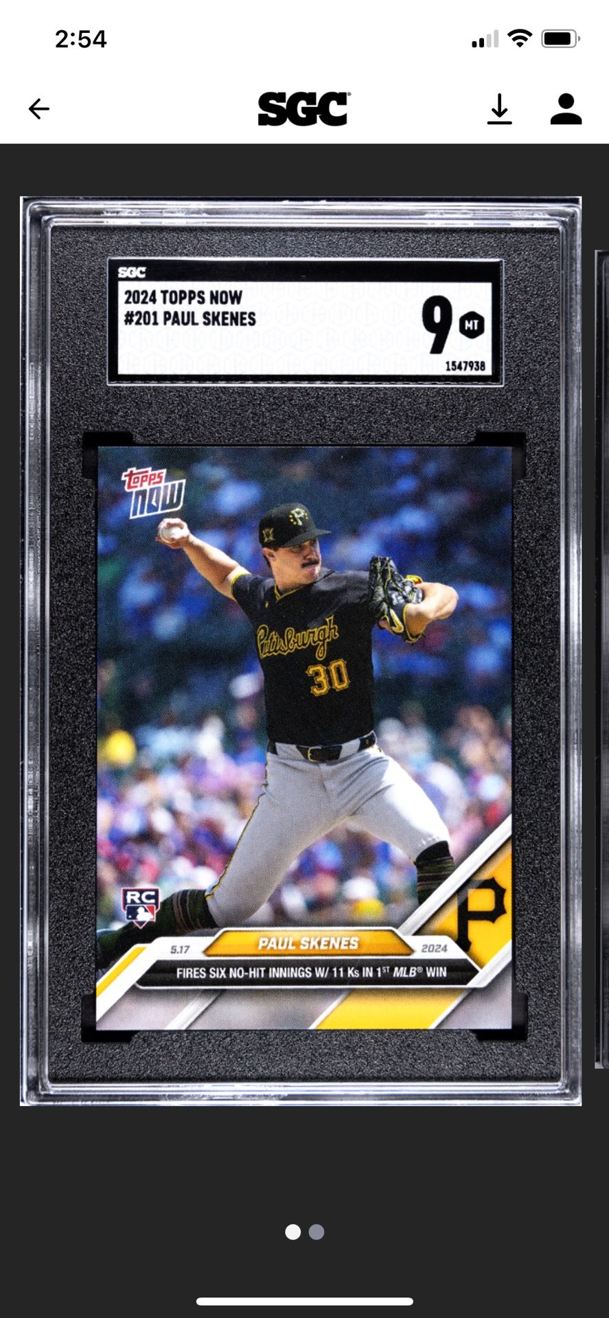 2024 Topps Now #201 Paul Skenes Debut 1st Win Rookie RC