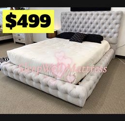 Queen Size Bed Frame With Pillow Top Mattress Included 