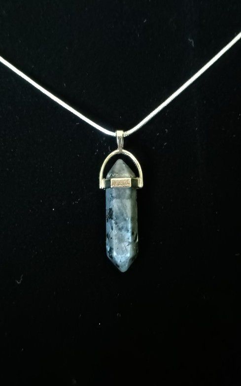 Labradorite Crystal Pendant Sterling Silver Necklace Aura Cleansing Enhance Psychic Abilities Spiritual Protection
