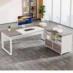 63" Office Desk with Storage Drawers