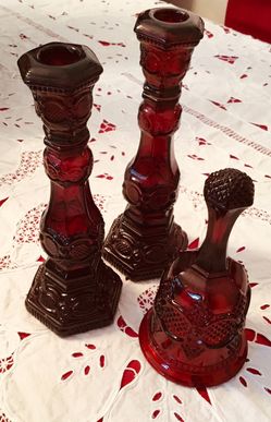 Collectible Vintage Cape Cod Ruby Bell/Candle Holders.