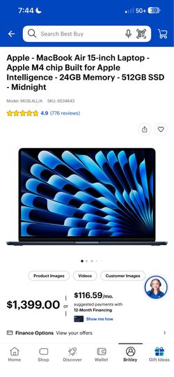 Apple - MacBook Air 15-inch Laptop - Apple M4 chip Built for Apple Intelligence - 24GB Memory - 512GB SSD - Midnight